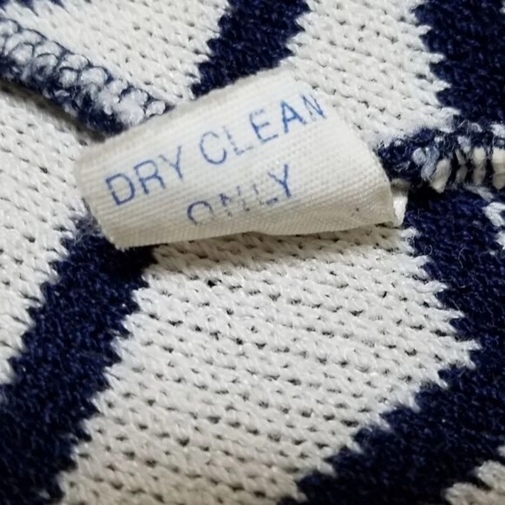 60s Vintage Dalton Blue White Geometric Print Union ILGWU Open Front Cardigan M